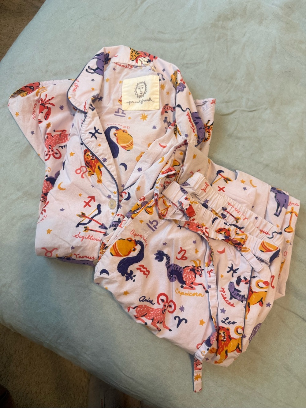 Printfresh Whats Your Sign Zodiac Print Pajama Set - Lavender - Picture 2 of 3